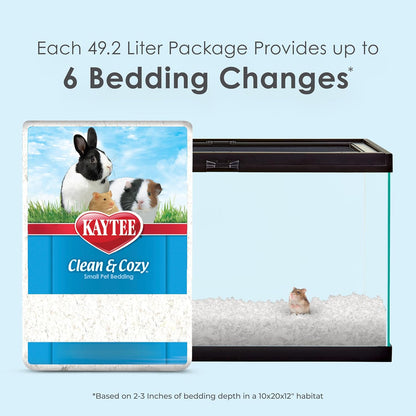 HOTKaytee Clean & Cozy White Paper Bedding, Made for Small Animals, 49.2 Liters