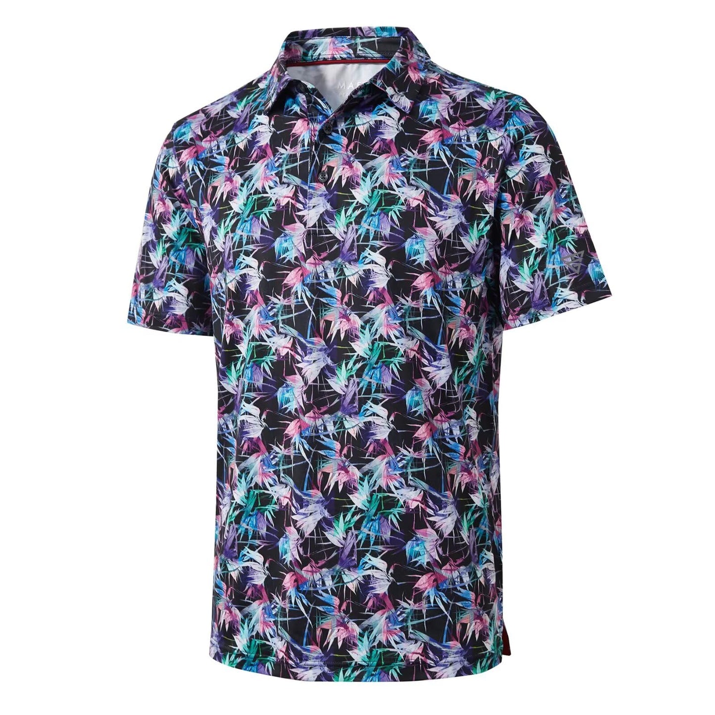 HOTGolf Shirts for Men Dry Fit Short Sleeve Print Performance Moisture Wicking Polo Shirt