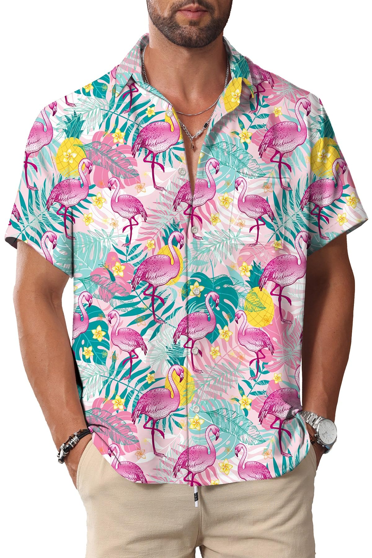 HOTKYKU Hawaiian Shirt for Men: Beach Vacation Summer Short Sleeve Button Down Mens Shirts Casual Stylish