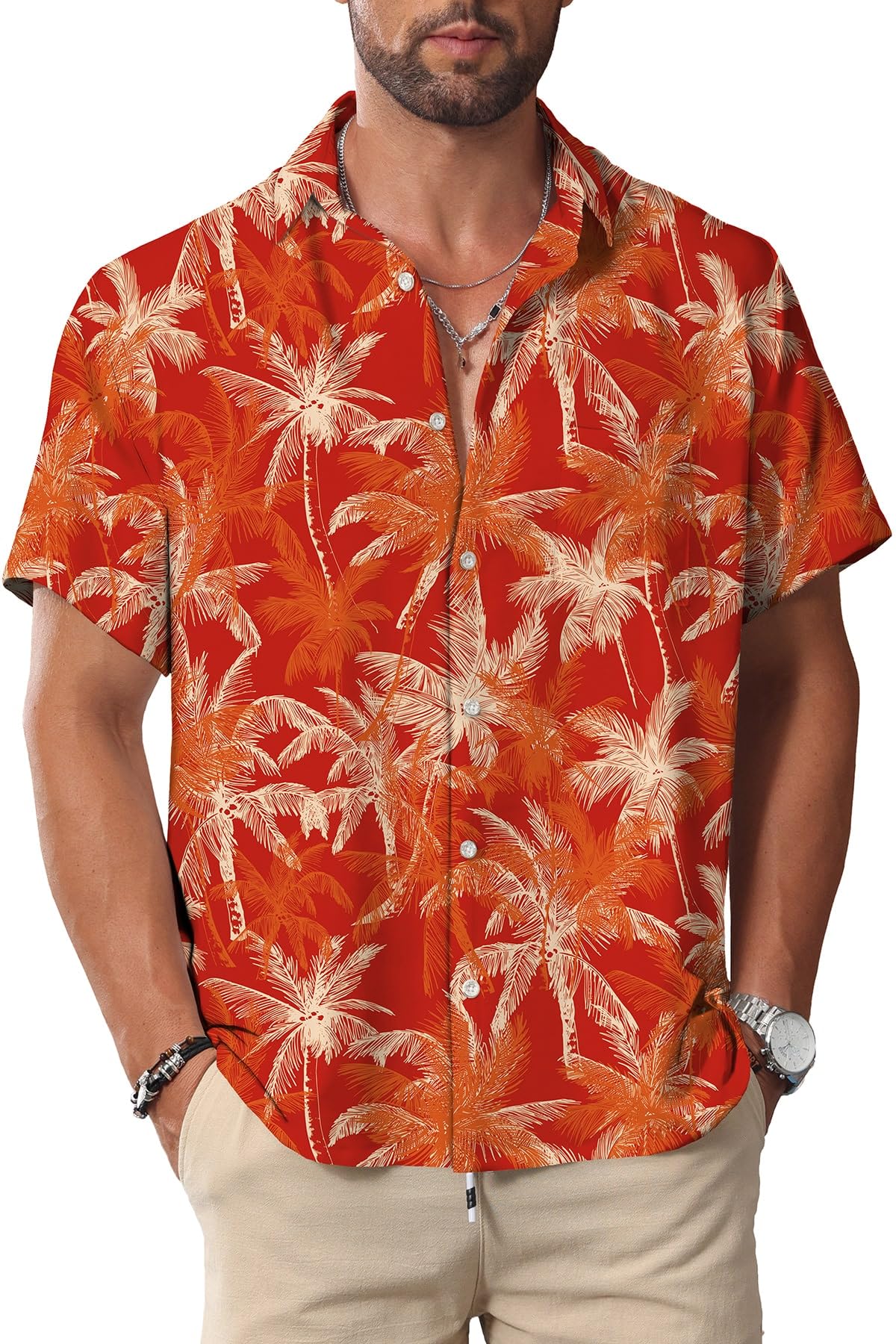 HOTKYKU Hawaiian Shirt for Men: Beach Vacation Summer Short Sleeve Button Down Mens Shirts Casual Stylish