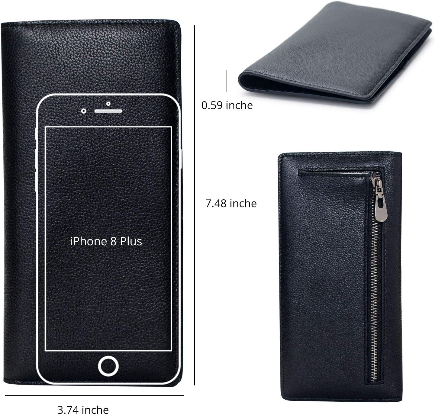 HOTBveyzi Ultra Slim Thin Leather RFID Blocking Credit Card Holder Bifold Clutch Wallets for Women