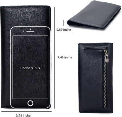 HOTBveyzi Ultra Slim Thin Leather RFID Blocking Credit Card Holder Bifold Clutch Wallets for Women
