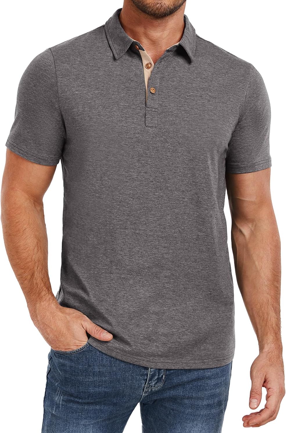 HOTPEGENO Mens Polo Shirts Short Sleeve Casual Cotton Golf Shirts Performance Polo Shirts for Men