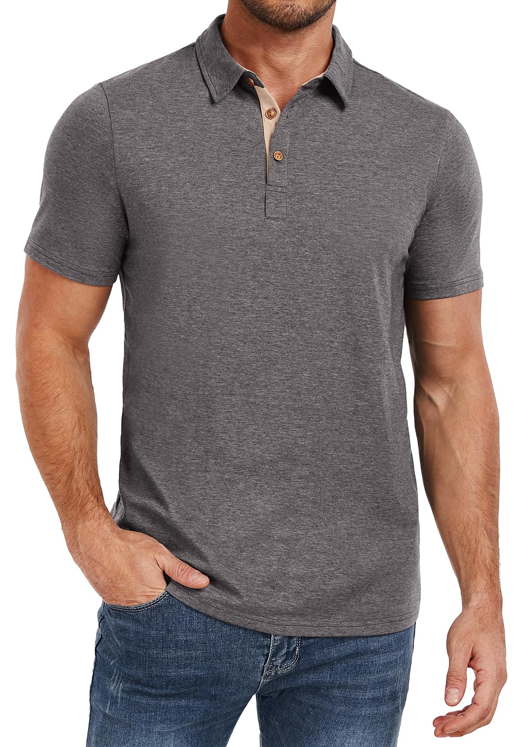 HOTPEGENO Mens Polo Shirts Short Sleeve Casual Cotton Golf Shirts Performance Polo Shirts for Men