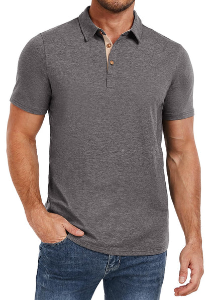 HOTPEGENO Mens Polo Shirts Short Sleeve Casual Cotton Golf Shirts Performance Polo Shirts for Men