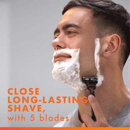 HOTGillette Fusion5 Razors for Men, 1 Razor, 4 Blade Refills, Lubrastrip for a More Comfortable Shave