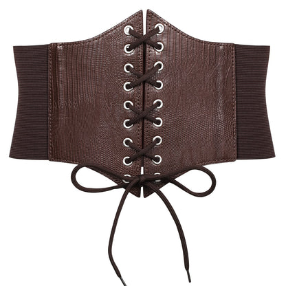 HOTJASGOOD Women’s Elastic Costume Waist Belt Lace-up Tied Waspie Corset Belts for Women