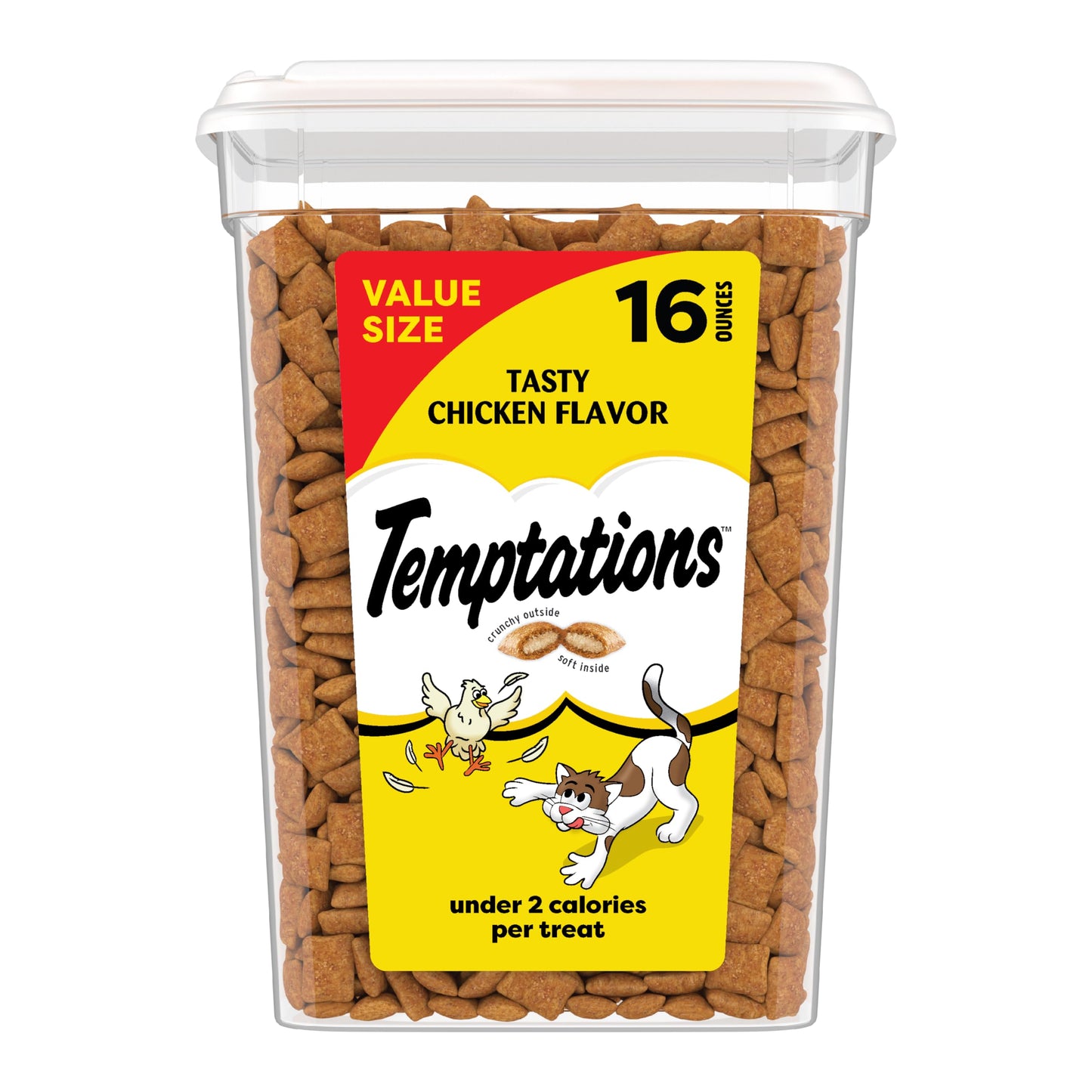 HOTTemptations Classic Crunchy and Soft Cat Treats, Tasty Chicken, 30 oz | Under 2 calories per treat, crunchy outside & soft inside, resealable tub, use as meal or topper, 100% complete & balanced
