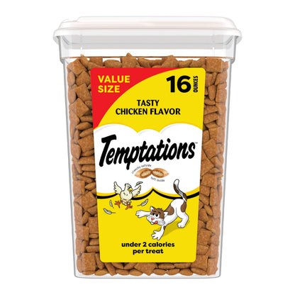 HOTTemptations Classic Crunchy and Soft Cat Treats, Tasty Chicken, 30 oz | Under 2 calories per treat, crunchy outside & soft inside, resealable tub, use as meal or topper, 100% complete & balanced