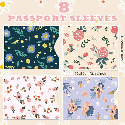 HOT32 Pcs Credit Card RFID Sleeves Flower Blocking Include 24 Credit Card Sleeves 8 Passport Protectors Waterproof Identity Theft Protection Women RFID Protector