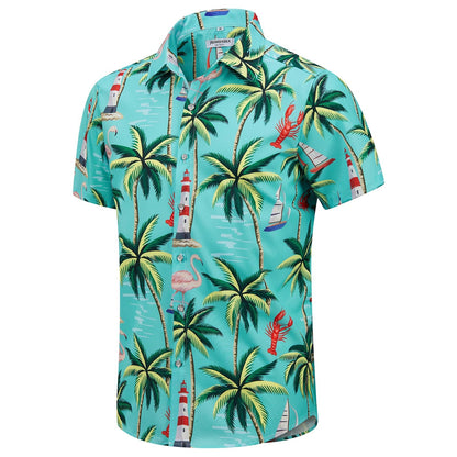 HOTJ&DHUASHA Men's Hawaiian Shirts Casual Button Down Short Sleeve Beach Tropical Aloha Shirt