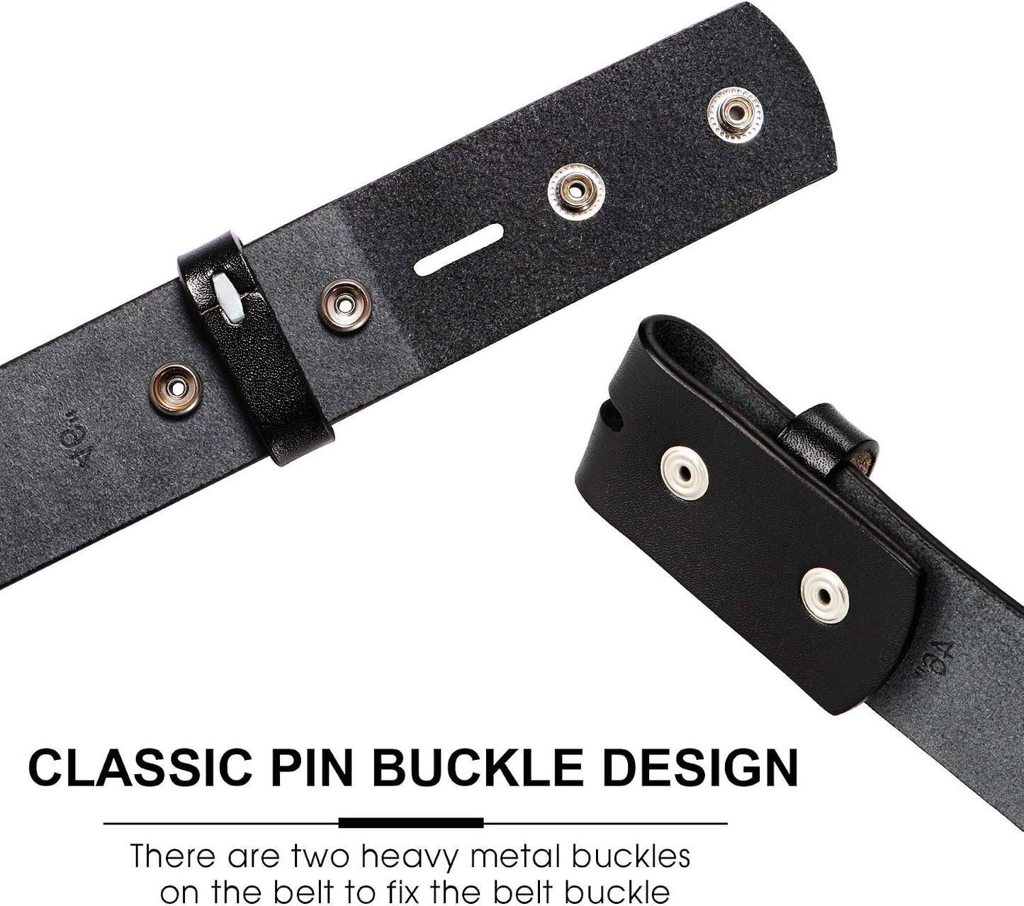 HOTHJones Western Belts for Men without Buckle,Cowboy Belt Buckles for Men,1.5" Wide Genuine Leather Belt No Buckle