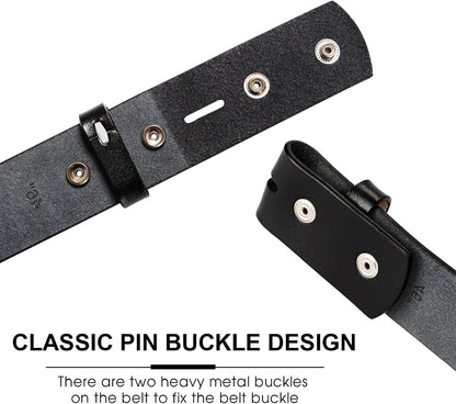 HOTHJones Western Belts for Men without Buckle,Cowboy Belt Buckles for Men,1.5" Wide Genuine Leather Belt No Buckle
