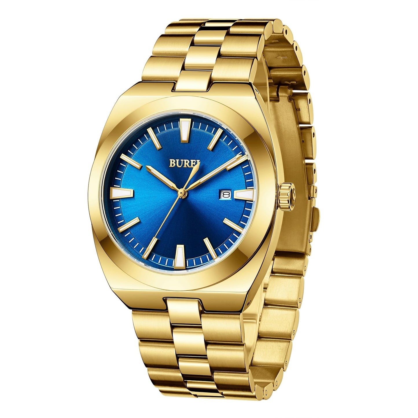 HOTBUREI Men Watches Gifts for Men Fashion Stainless Steel Analog Quartz Waterproof Watches for Mens