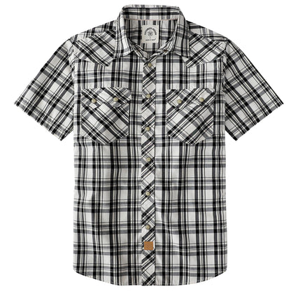 HOTDubinik® Pearl Snap Western Shirts for Men Short Sleeve Cowboy Men's Casual Shirt with 2 Sawtooth Pocket Vintage
