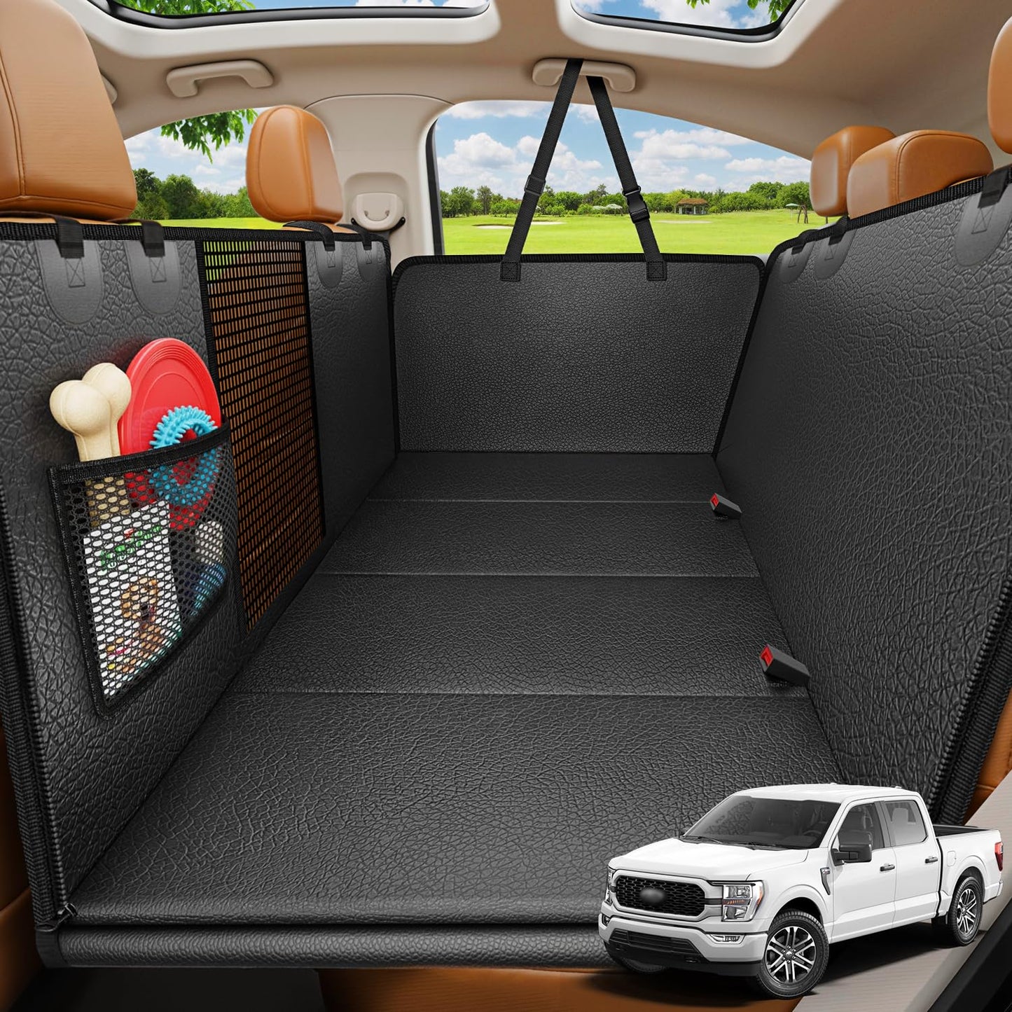 HOTURPOWER Dog Car Seat Cover for Pets 100% Waterproof Seat Cover Hammock 600D Heavy Duty Scratch Proof Nonslip Durable Soft Back Seat Covers for Cars and SUVs