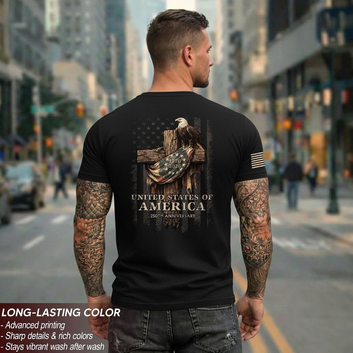 HOT250 Anniversary USA Shirt, Christian Shirts for Men | Celebrate your faith and American pride with our unique collection of cross-themed apparel and 250th anniversary shirts