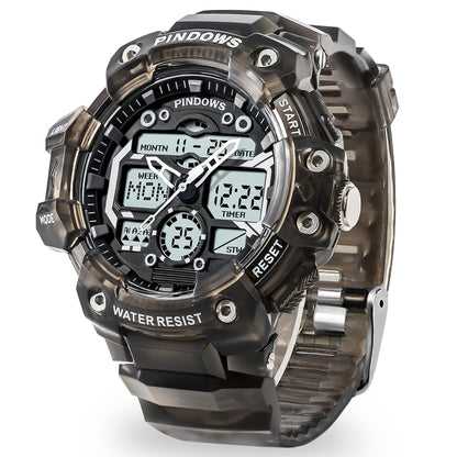 HOTPINIDOUS Mens Watch for Men Digital Sports Watch,7 Color LED Light Large Analog Digital Display Waterproof Watch with 3 Alarms/Countdown/Stopwatch/Dual Time Multi-Function Military Wrist Watches