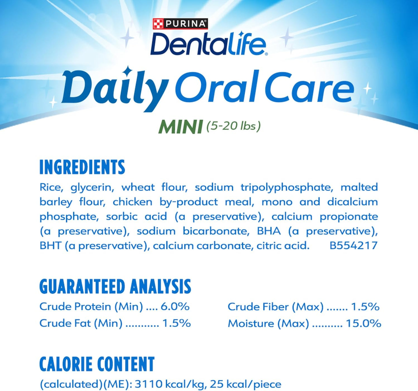 HOTDentaLife Daily Oral Care Dog Treats for Small Dogs 5-20 lbs., Chewy Dental Treat to Freshen Breath and Fight Tartar, Chicken Flavor, 17.1 oz., 58 Chews - 58 ct. Pouch