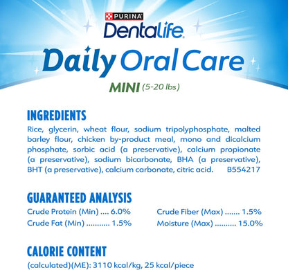 HOTDentaLife Daily Oral Care Dog Treats for Small Dogs 5-20 lbs., Chewy Dental Treat to Freshen Breath and Fight Tartar, Chicken Flavor, 17.1 oz., 58 Chews - 58 ct. Pouch