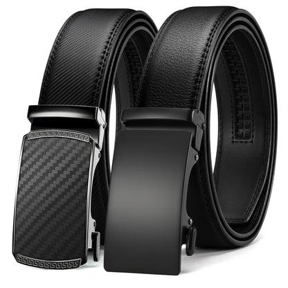 HOTCHAOREN Leather Ratchet Belt Men 2 Pack - Customizable Fit, Effortless Style (35mm)