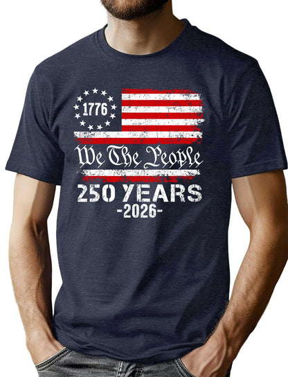 HOT250th Anniversary USA Shirts for Men American Flag T-Shirt 4th of July Shirt 250 Years Birthday Patriotic Tops