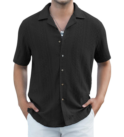 HOTDamipow Mens Casual Button Down Shirts Short Sleeve Fashion Vacation Beach Shirts