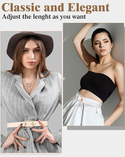 HOTSATINIOR 5 Pack Women Leather Belts for Jeans Ladies Waist Belt Women's Belt with Pin Buckle for Pants Dress