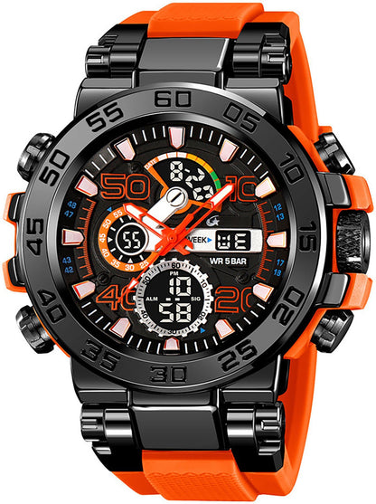 HOTfindtime Mens Watches Sports Outdoor Watch for Men Designer Large Face Military Men's Wristwatches with Date Week Alarm LED Waterproof Stopwatch