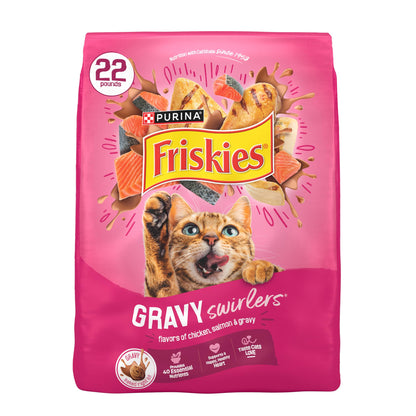 HOTPurina Friskies Gravy Swirlers with Flavors of Chicken, Salmon and Gravy Dry Cat Food - 22 lb. Bag