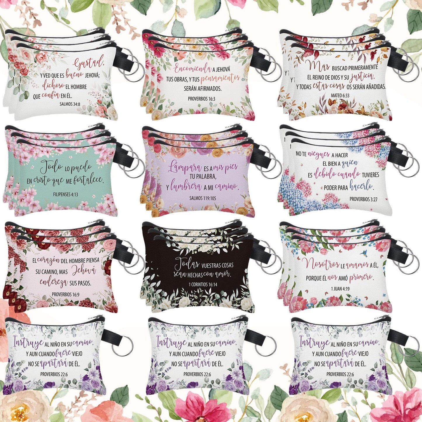 HOTSweetude 30 Pcs Christian Small Coin Purse for Women Bulk Church Mothers Day Gifts Inspirational Classic Bible Verse Religious Coin Purse Mini Pouches Wallet Bag with Zipper for Travel Women