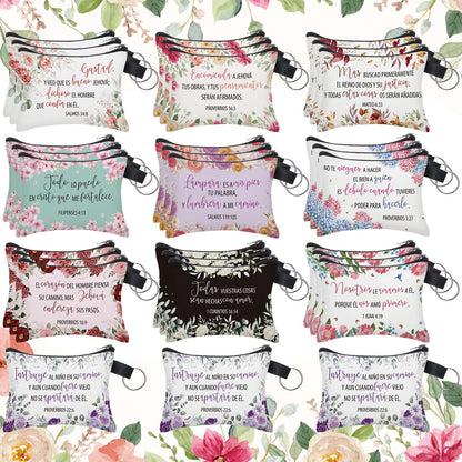 HOTSweetude 30 Pcs Christian Small Coin Purse for Women Bulk Church Mothers Day Gifts Inspirational Classic Bible Verse Religious Coin Purse Mini Pouches Wallet Bag with Zipper for Travel Women