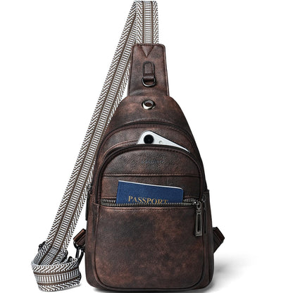 HOTLATMAP 7L Sling Bag For Women Faux Leather Anti Theft Small Casual Daypack Backpack Fanny Pack Crossbody Chest Bags Purse Waterproof Brown