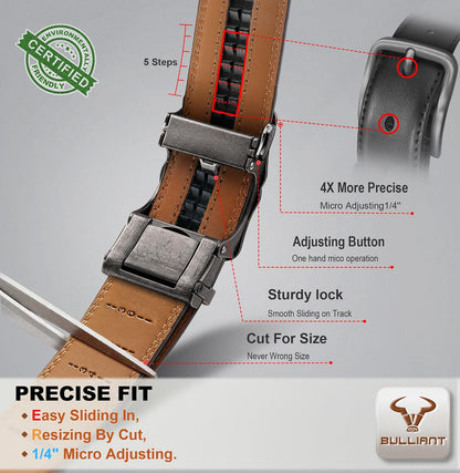 HOTBULLIANT Men Ratchet Western Trimmable Belt 1.5" Adjustable Fit Gift Boxed | Smooth Sliding | Precise Fit | Tailored Size | Holeless for Dress or Casual