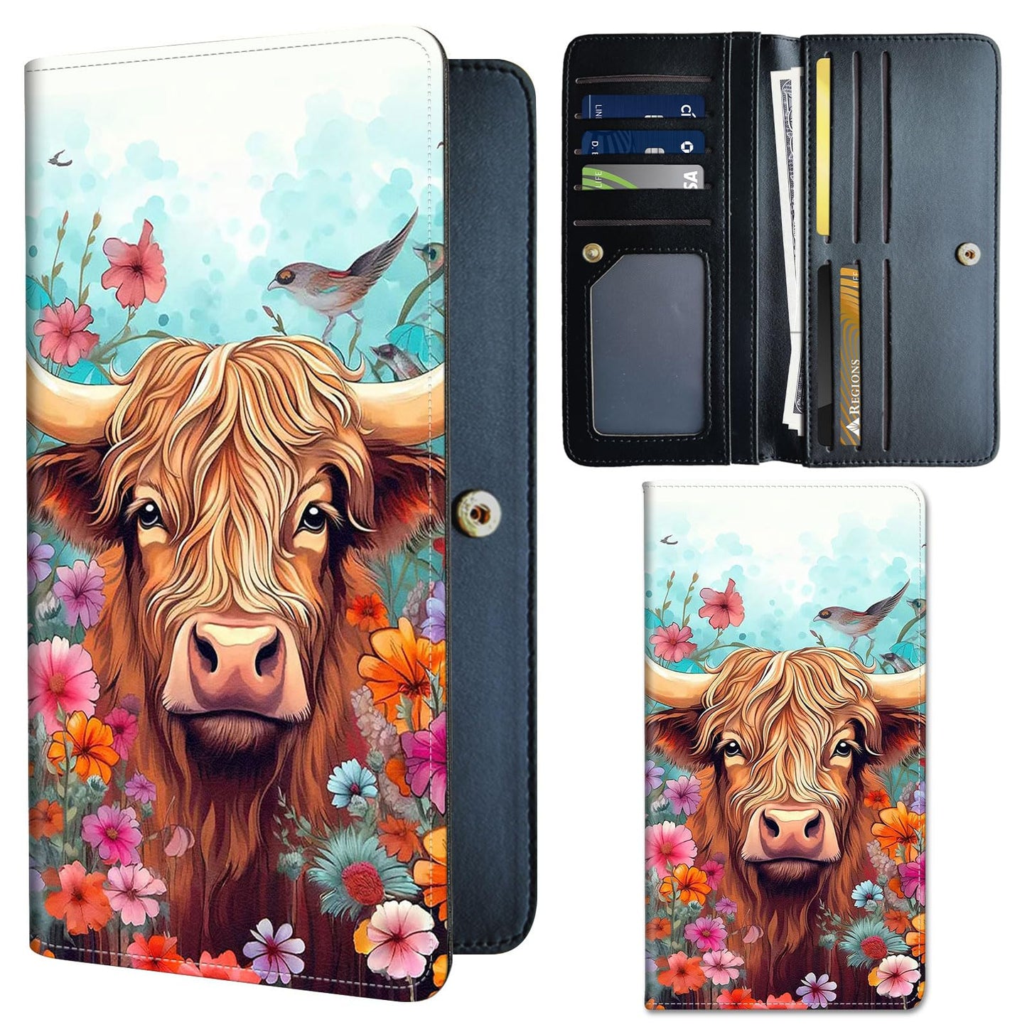 HOTSlim PU Leather Wallet for Women - RFID Blocking Thin Bifold Wallet, Compact Travel Wallet with Card Slots & ID Window, Stylish and Practical Womens Wallet for Everyday Use, Black Cat