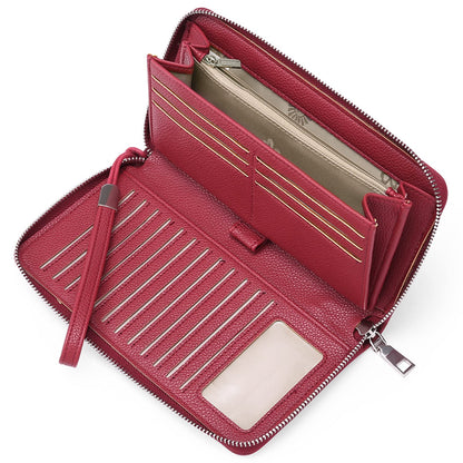 HOTGOIACII Womens Wallet RFID Blocking Leather Zip Around Wallet Large Capacity Long Purse Credit Card Clutch Wristlet