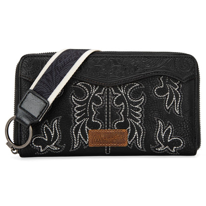 HOTWrangler Wristlet Wallets Western Wallet for Women Floral Tooled Womens Wallet Boot Stitch Purses | Tooled
