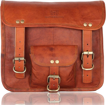 HOT2 Side Brown Leather Pouch by Leather Native – Motorcycle Side Pouch for Men and Women – Waterproof Saddle Bag Panniers – Vintage and Modern Touring Bag