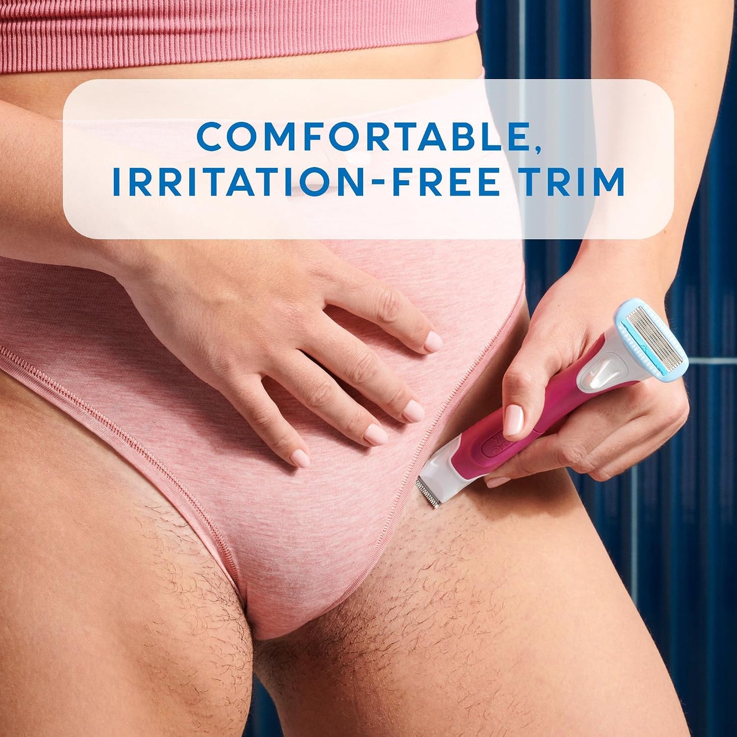 HOTSchick Hydro Silk TrimStyle Razor with Bikini Trimmer for Women | 2-in-1 Bikini Razor for Women and Womens Trimmer for Pubic Hair, Includes 1 Waterproof Handle, 3 Refills & 1 AAA Battery