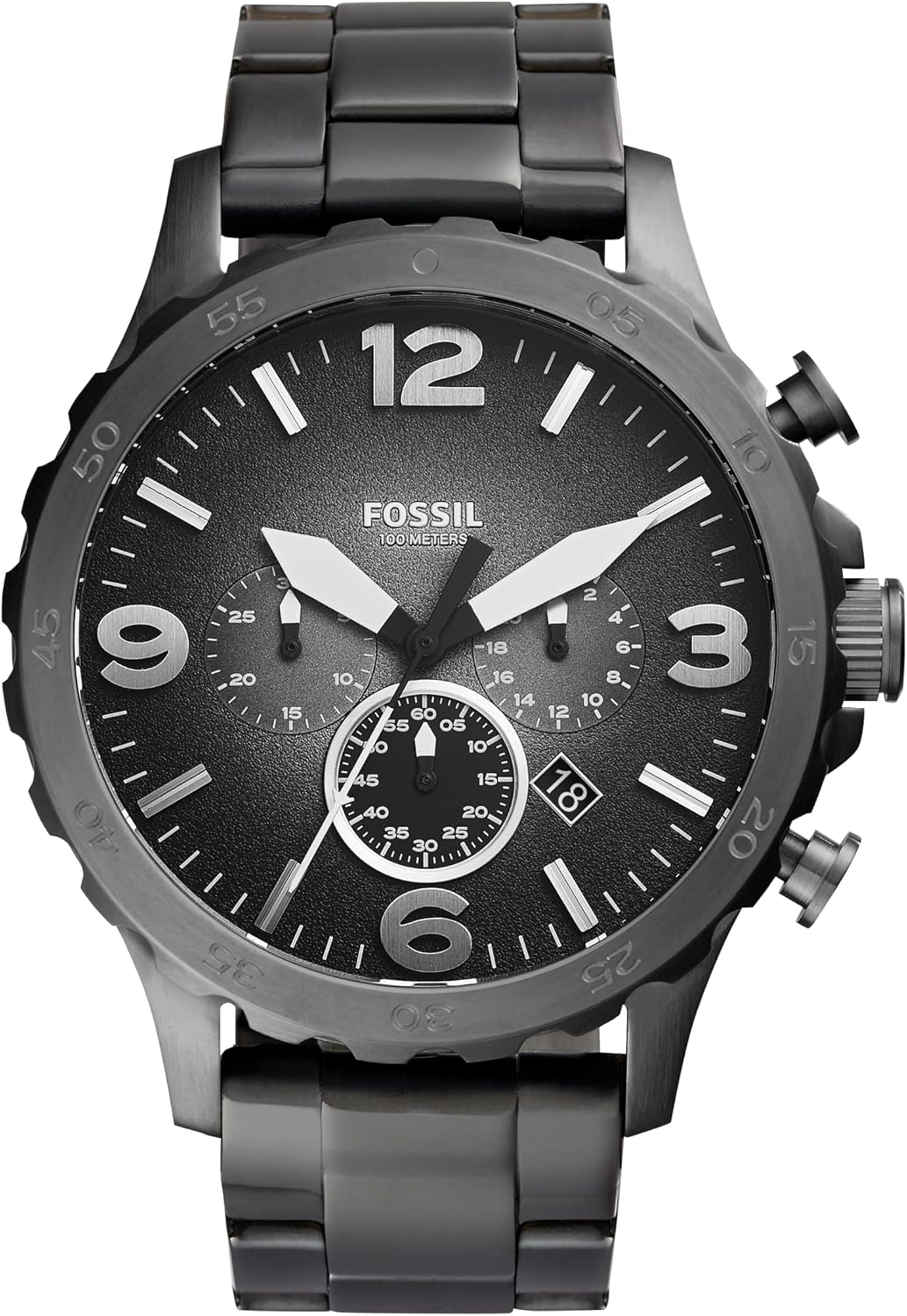 HOTFossil Men's Nate Quartz Watch, Oversized Stainless Steel Chronograph Watch for Men