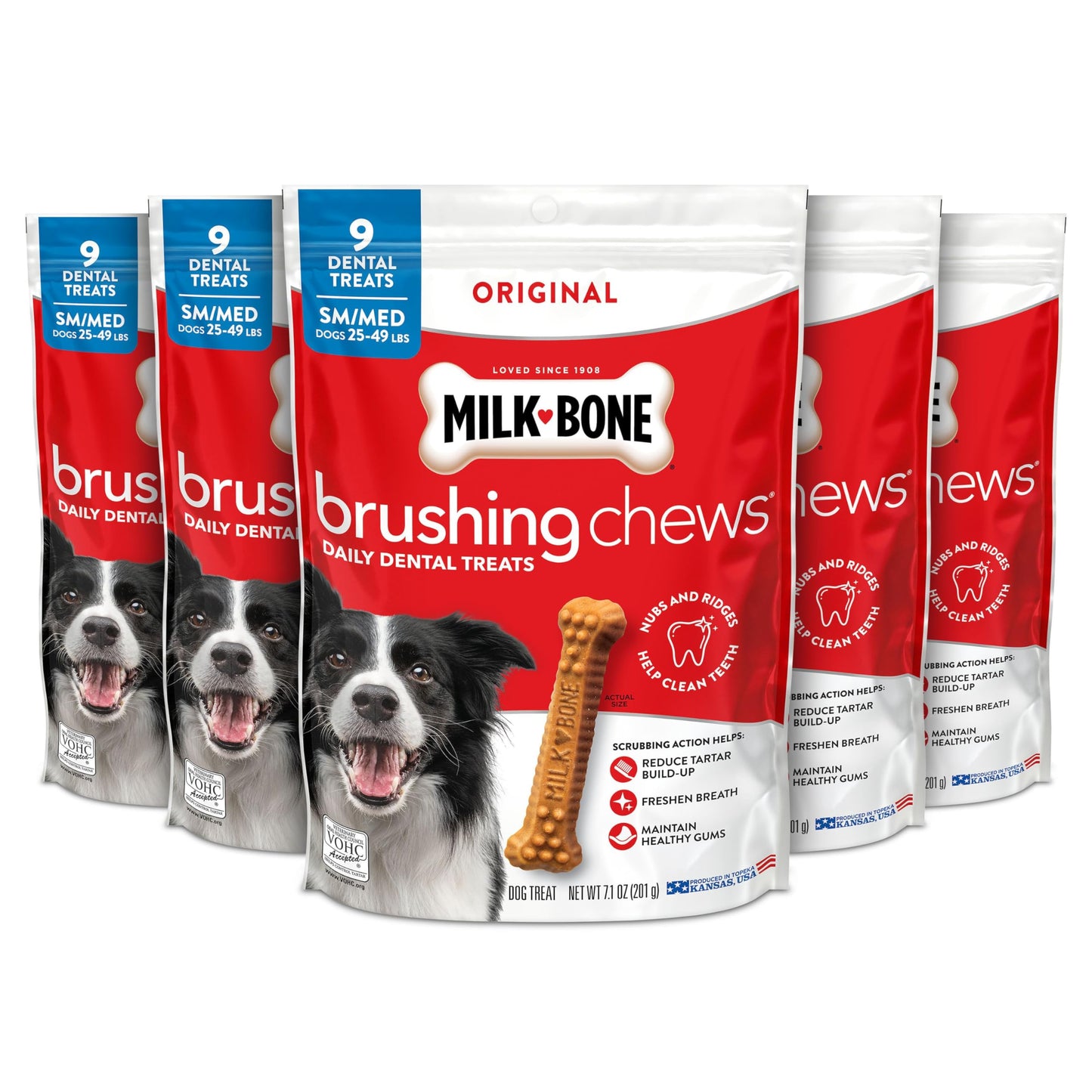 HOTMilk-Bone Brushing Chews Large Daily Dental Dog Treats, 33.7 oz Bag | 25 treats, chicken flavored, VOHC accepted dental chews, helps clean teeth and freshen breath, for large dogs 50 lbs and up