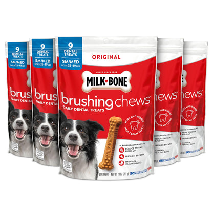 HOTMilk-Bone Brushing Chews Large Daily Dental Dog Treats, 33.7 oz Bag | 25 treats, chicken flavored, VOHC accepted dental chews, helps clean teeth and freshen breath, for large dogs 50 lbs and up