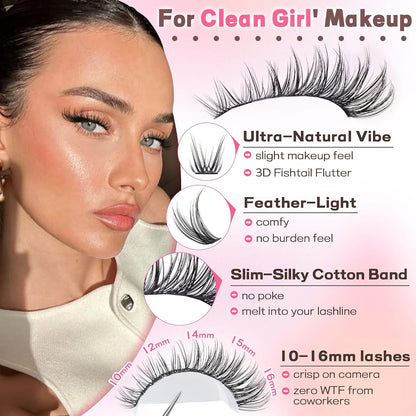 HOTGoddvenus Lash Clusters Kit Wispy Eyelash Clusters Lashes Natural DIY Lash Extension Kit 10-16mm Cluster Eyelash Extensions Kit 300pcs C Curl Individual Lashes Cluster Eyelash (No Tweezers)