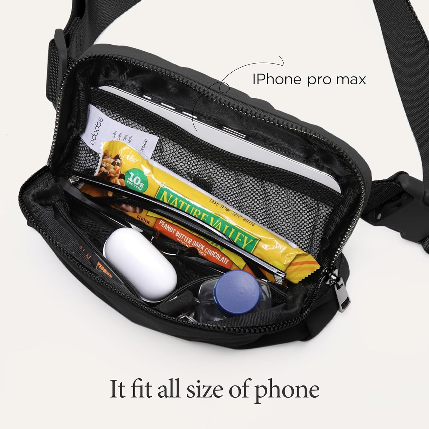 HOTODODOS Unisex Mini Belt Bag with Adjustable Strap Small Fanny Pack for Workout Running Traveling Hiking, Black