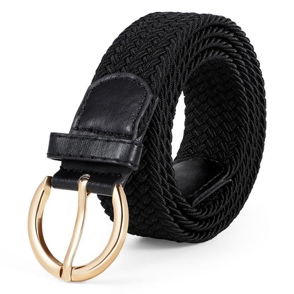 HOTJASGOOD Women Men Braided Woven Elastic Stretch Waist Belt Golf Canvas Fabric Casual Belt for Jeans Pants