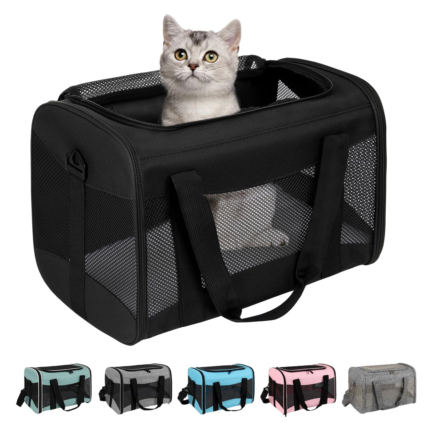 HOTCat Dog Carriers Soft-Sided Pet Carrier Large Cats for Medium Big Cat Small Dog Puppy up to 16lbs TSA Airline Approved Animal Collapsible Cat Carrier Carriers Travel Carrier Cat Bag (17x11x11)