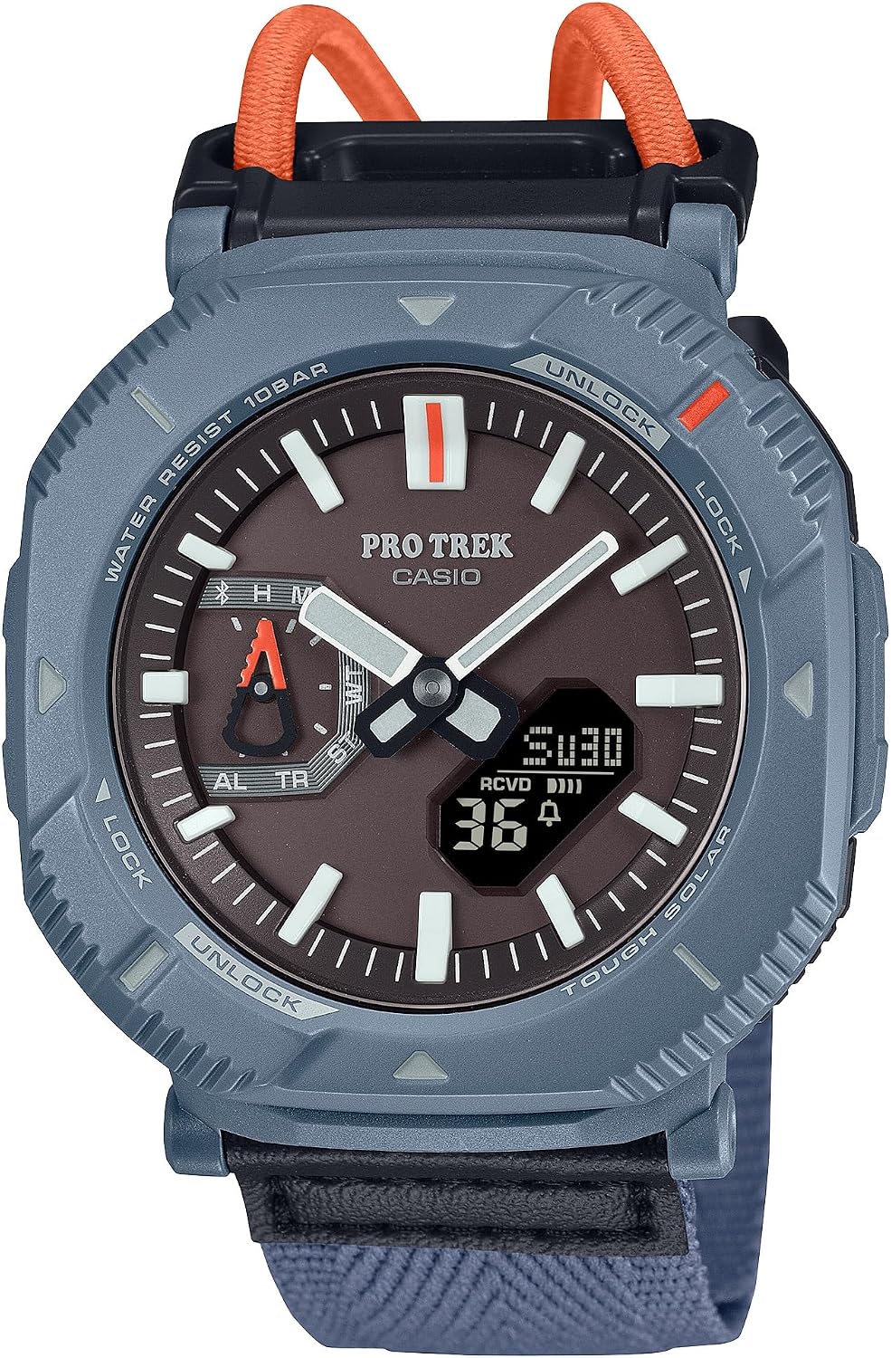 HOTCasio PRJ-B001B Series | Pro Trek | Tough Solar | (Black/Blue) | Environmentally Friendly Bio Resin | Digital Bluetooth Watch