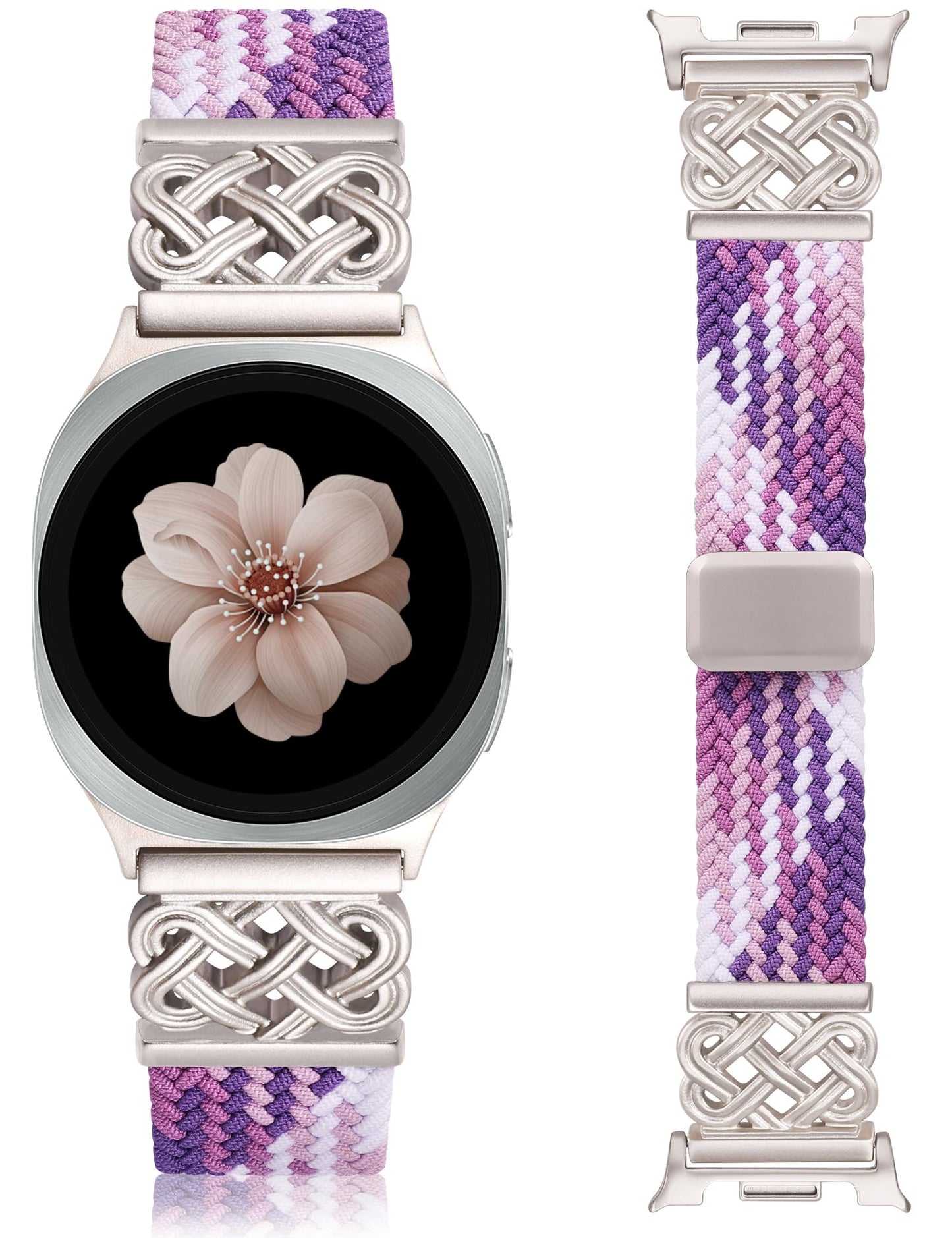 HOTBraided Magnetic Band Compatible with Samsung Galaxy Watch 8 40mm 44mm/8 Classic 46mm Women Men, Celtic Metal Stretchy Elastic Dressy Nylon Bracelet Strap, No for Galaxy Ultra/7/6/5/4/3/2/1