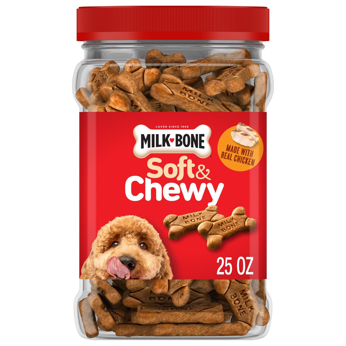 HOTMilk-Bone Soft & Chewy Dog Treats, Made with Real Bacon, 25 Ounce Canister