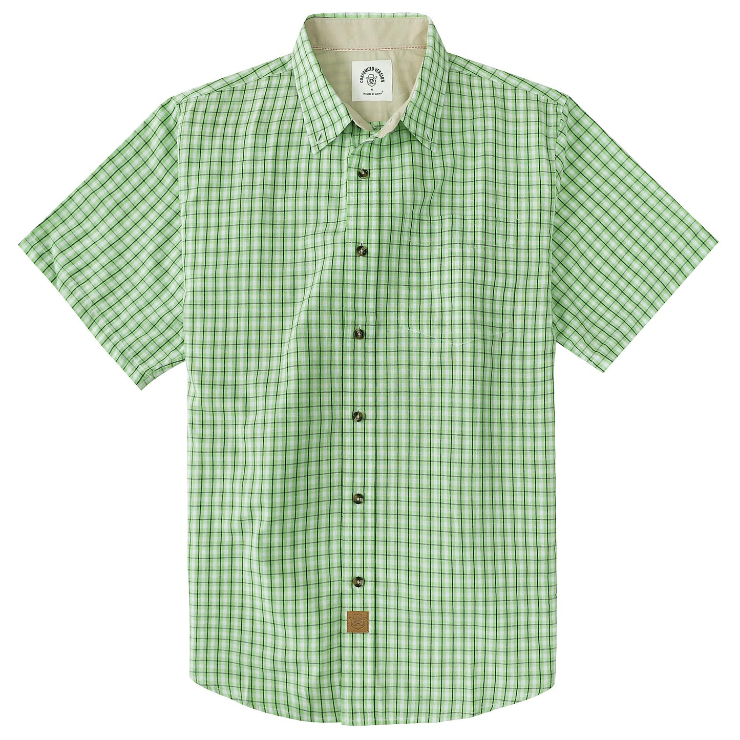 HOTDubinik® Mens Short Sleeve Button Down Shirts 100% Cotton Plaid Men's Casual Button-Down Shirts with Pocket